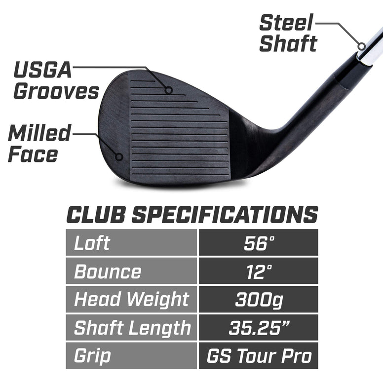 GoSports Tour Pro Golf Wedges – 52 Gap Wedge, 56 Sand Wedge and 60 Lob Wedge in Satin or Black Finish (Right Handed)