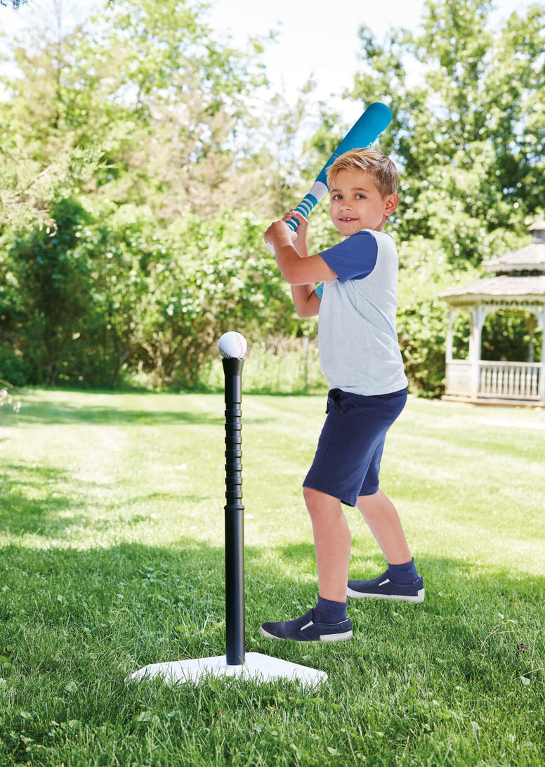 Kidoozie EZ-Adjust T-Ball Set - Height-Adjustable T-Ball Set for Kids - Soft Foam Bat and 3 Tee Balls Included