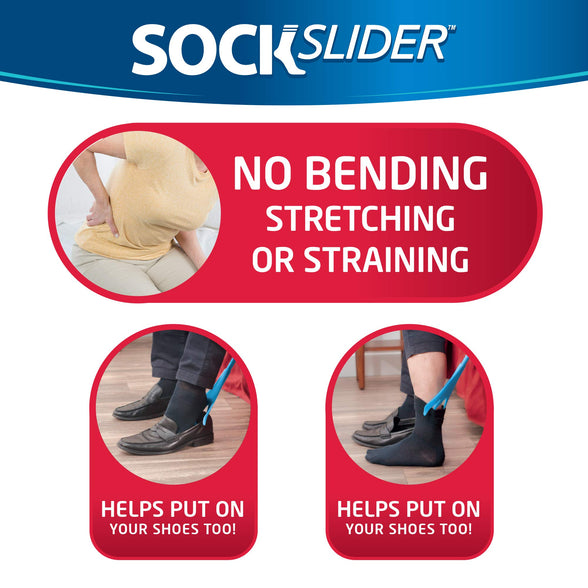 Allstar Innovations - Sock Slider - The Easy On, Easy Off Sock Aid Kit & Shoe Horn | Pain Free No Bending, Stretching Or Straining System That Packs Up For Convenient Travel, As Seen On Tv