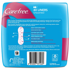 Carefree Breathable Panty Liners - Irritation Free Protection - Cottony Soft - 40 Liners
