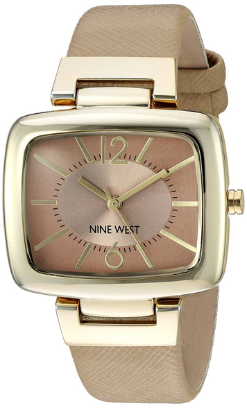 Nine West Women's Goldtone Rectangular Strap Watch