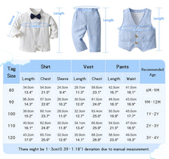 SEAUR Baby Boy Tuxedo Formal Outfit Plaid Gentleman Suit Kids Formal Dress Set 4Pcs Clothing Sets Vest Pants Shirt and Tie (2-3 Years)