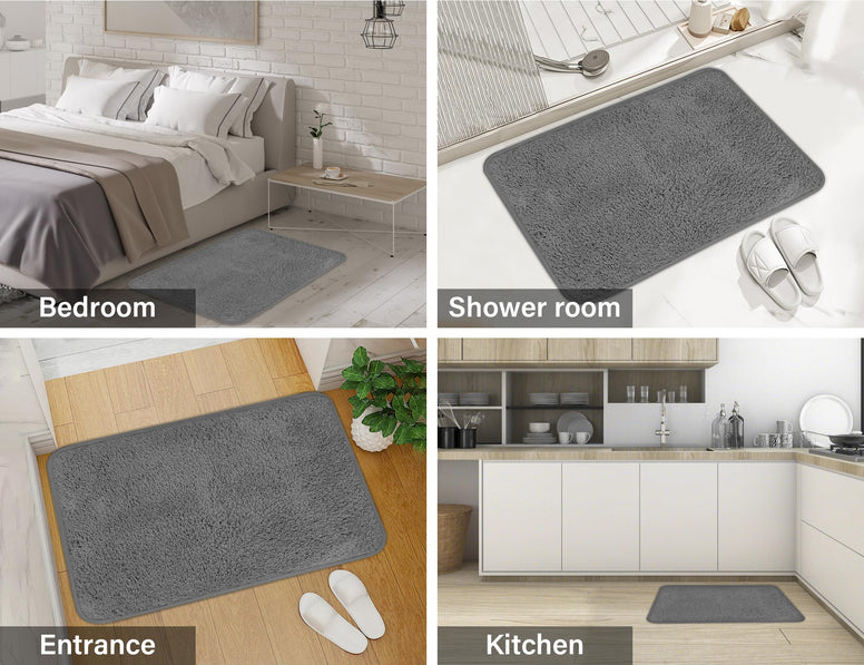 Ablieve Super Absorbent Non Slip Doormat Bathroom Rugs Mat, 40X60CM, Traps Mud and Moisture, Machine Washable Thick And Soft Bath Mat for Kitchen, Indoor and Outdoor, Grey