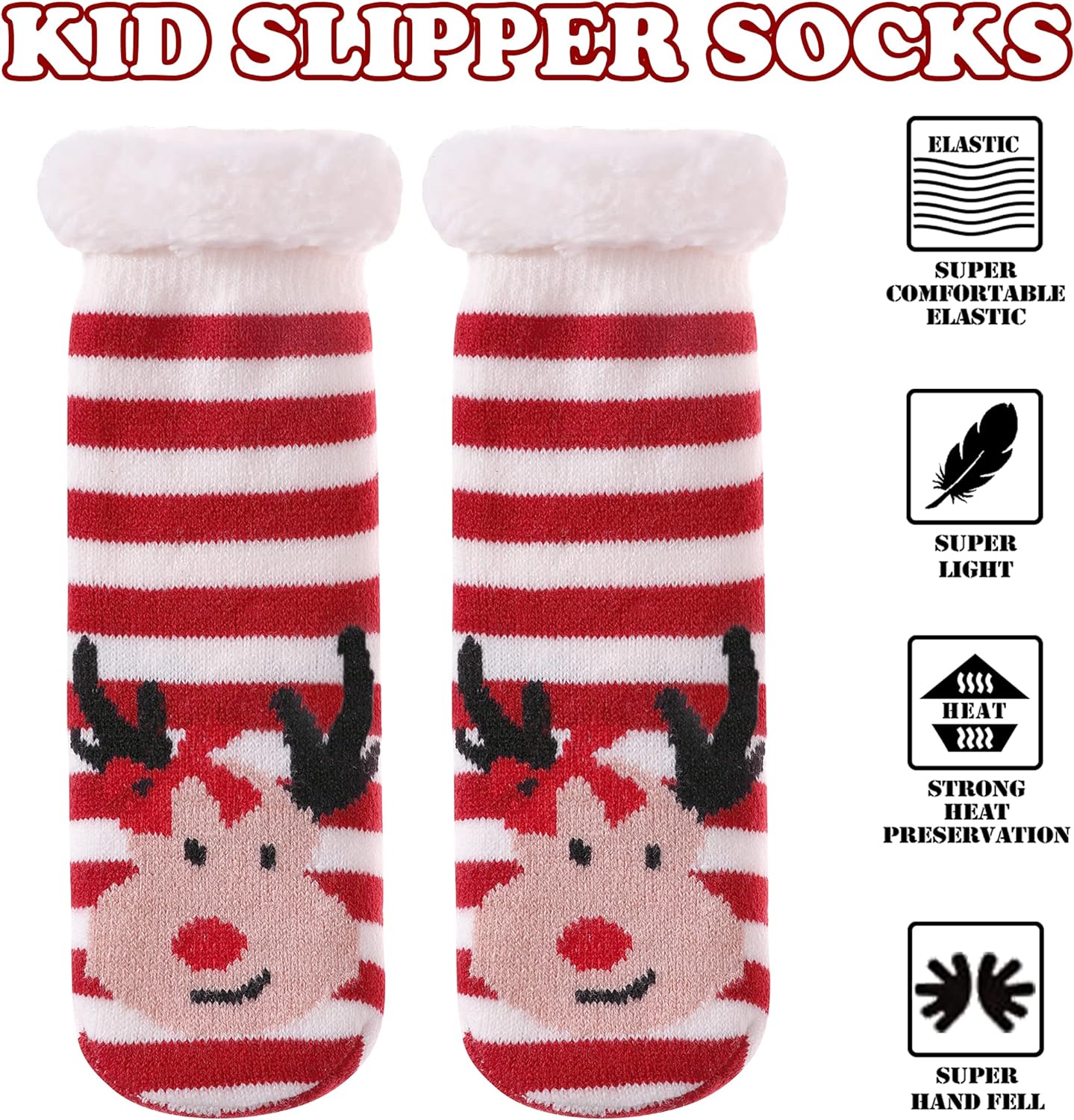 FNOVCO Kids Slipper Socks Boys Girls Fuzzy Soft Thick Cozy Warm Fleece lined Winter Indoor Christmas Socks