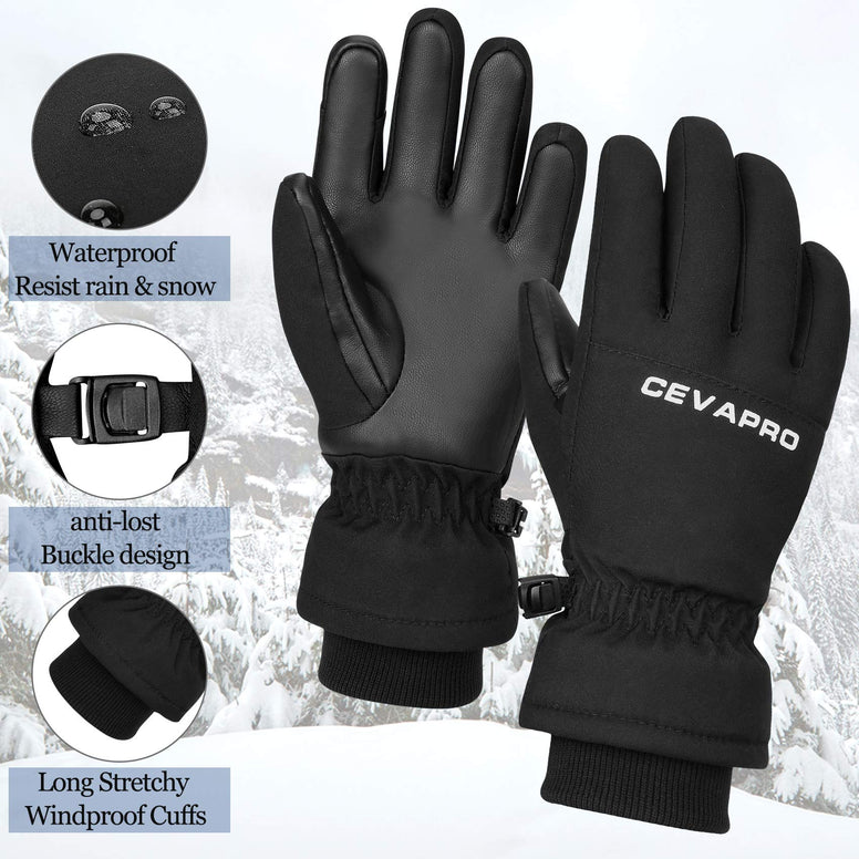 Yobenki Ski Gloves,Winter Waterproof Snow Gloves Non-Slip Breathable Cold Weather Gloves for Mens,Womens, Ladies and Kids Skiing, Snowboarding