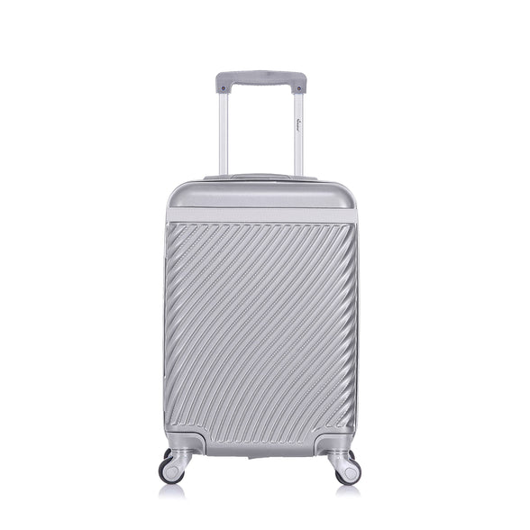 Senator Lightweight Hard Case luggage ABS carry on suitcase with 4 Quite Spinner wheels KH1065 (Carry-On 20-Inch, Silver White)