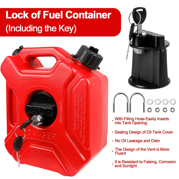 0.8 Gallon Red Gas Can with Lock & Key, 3L Fuel Oil Petrol Storage Cans Emergency Backup Tank with Mounting Bracket for Car Motorcycle UTV SUV ATV Off Road