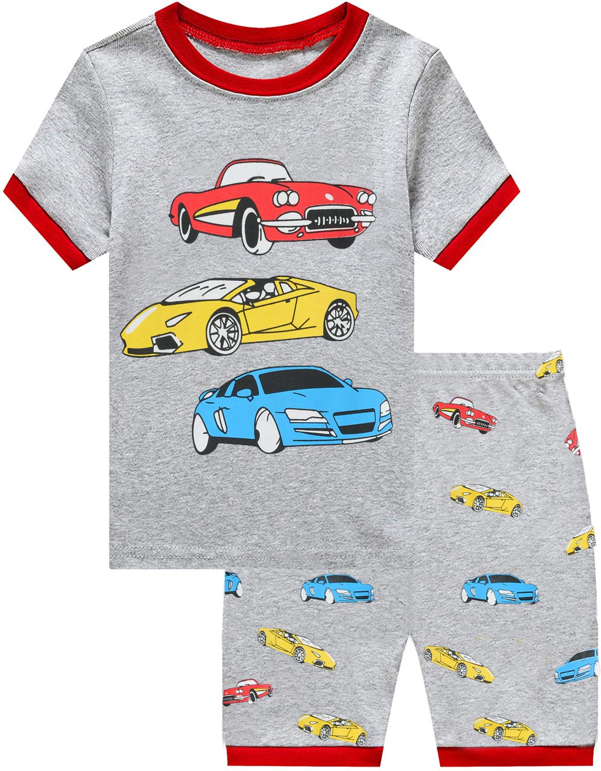 Toddler Boys Pajamas Short Sets Fire Truck Cotton 2 Piece Pjs Excavator Sleepwear Summer Clothes Kids Jammies Set Size 2 Years