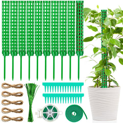 10 Set Moss Pole Plastic Pole Stick for Plant Stakes Supports Stackable Plant Stakes for Indoor Plants Hollow Plant Pole Self Watering Plant Moss Pole, Moss Not Included (Green)