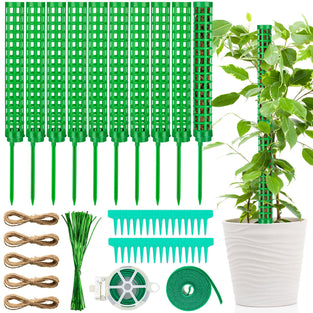 10 Set Moss Pole Plastic Pole Stick for Plant Stakes Supports Stackable Plant Stakes for Indoor Plants Hollow Plant Pole Self Watering Plant Moss Pole, Moss Not Included (Green)