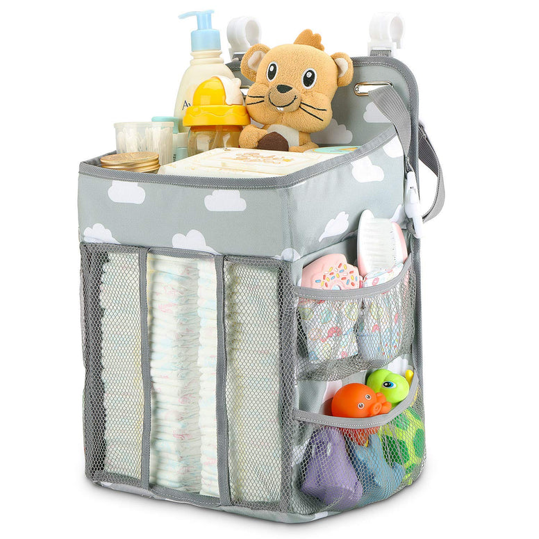 SKEIDO Hanging Diaper Caddy Organizer - Diaper Stacker for Changing Table, Crib, Playard or Wall