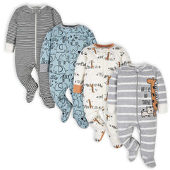 Gerber baby-boys 4 Pack Sleep 'N Play Footie 0-3 M