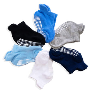 Brien Toddler Grips Ankle Socks, Non Slip Socks for Kids, Low Cut Anti-Skid Floor Socks for 1-3 Years Baby Boys and Girls, 6 Pairs