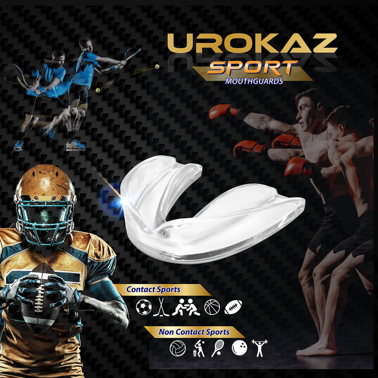 UROKAZ Football Mouth Guard Sports 5 Pieces Mouthguard and Mouthpiece for Boxing, MMA, Basketball, Lacrosse, Muay Thai, Hockey Mouthguards One Size Fit All for Contact and Non Contact Sport