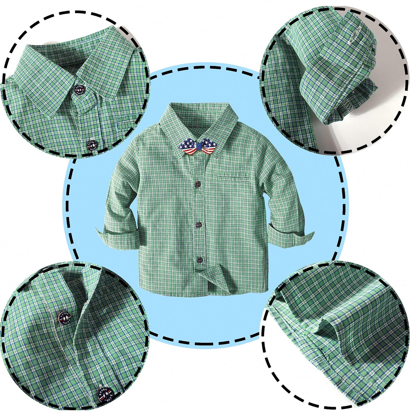 Nwada Boys Clothes Sets Toddler Dress Suit Infant Outfit Gentlemans Clothes Sets Shirt + Pants + Bow Tie 12 Month - 6 Years