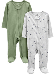 Simple Joys by Carter's Boys' 2-Pack 2-Way Zip Textured Sleep and Play 0-3M