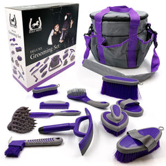 Equi-Neat Horse Grooming Kit – 12 Pieces Equestrian Grooming Gift Set that Includes All Types of Horse Hair Brush, Curry Comb, and Hoof Pick with a Multipurpose Horse Grooming Bag