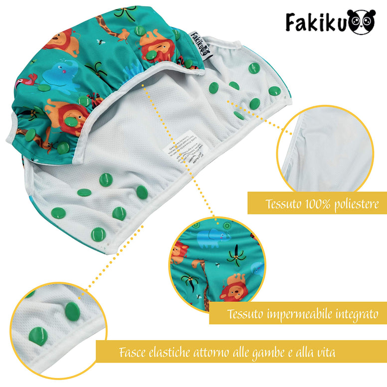 Fakiku Swim Baby Diapers Reusable - Washable Nappies Newborn for Child 0-3 Years Old - Adjustable Swimsuit Pool Kids Set Sea Ideal Swimming for Swim Lessons Swimwear Suit Pack of 2