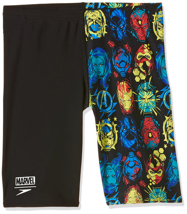 Speedo Marvel Digital Jammer (1 Leg) Jm Swimming Costume for Boys, Swim Briefs, 8-12405F310_2XL, Black/Citron/fed red/Beautiful Blue/White, 11-12