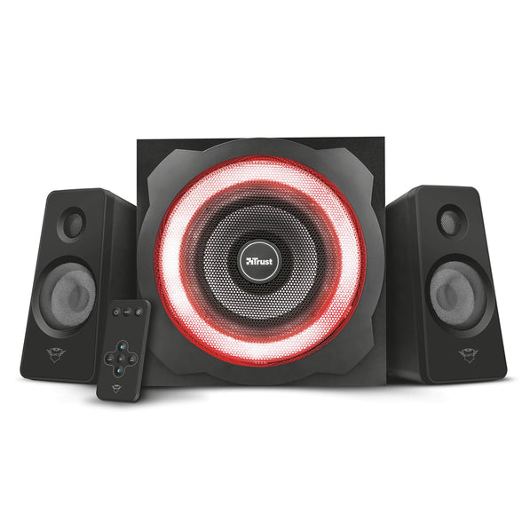 Trust Gaming GXT 629 Tytan RGB 2.1 PC Gaming Speaker System with Subwoofer, UK Plug, LED Illuminated RGB, Black