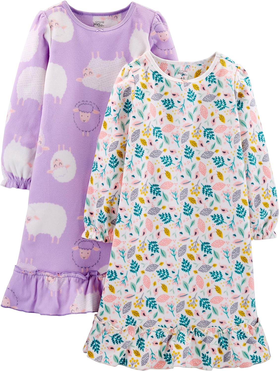 Simple Joys by Carter's Girls and Toddlers' Fleece Nightgowns, Pack of 2