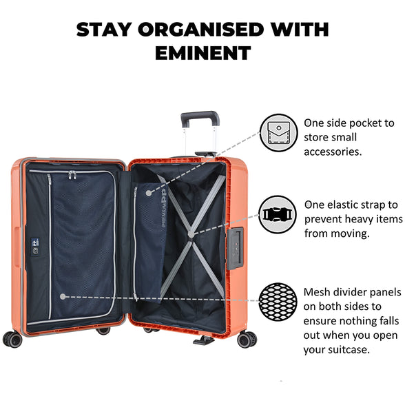 Eminent Checked Luggage 28 Inches – Polypropylene Hard Case Luggage Sets with 4 Double Spinner Wheels TSA Lock (Checked Luggage 28-Inch, Orange)