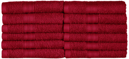 NatureMark 12 Guest Towels, 100Percent Cotton, Burgundy Red, Pack of 12-30 x 50 cm