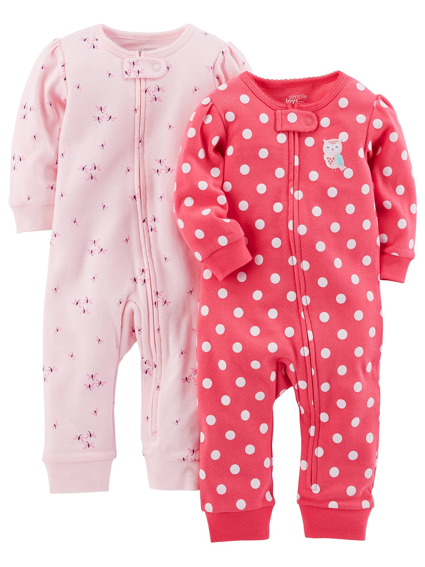 Simple Joys by Carter's Baby Girls' Cotton Footless Sleep and Play, Pack of 2 (3-6 Months)