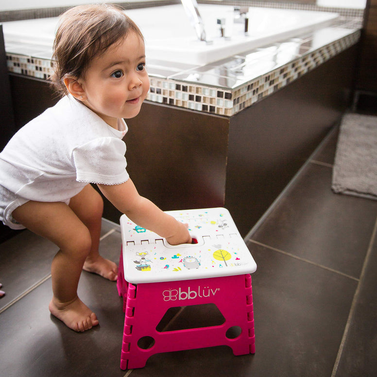 Bbluv Foldable Step Stool-Compact And Easy Clean Pink, Pink
