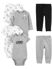Simple Joys by Carter's Baby Boys 6-Piece Bodysuits (Short and Long Sleeve) and Pants Set Baby and Toddler Layette Set (pack of 6)  0-3M