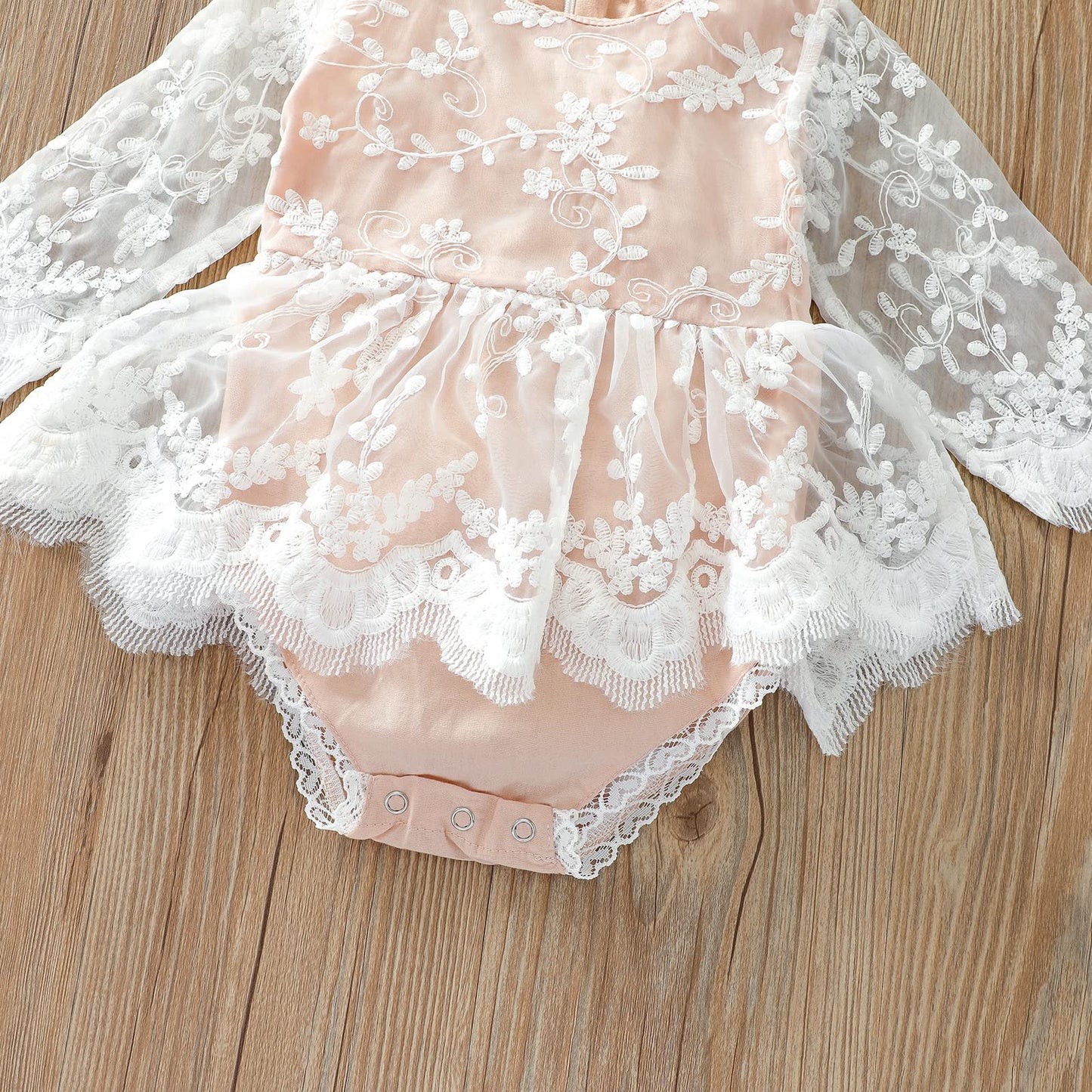 IBTOM CASTLE Baby Girl Summer Clothes Boho Lace Romper Dress Ruffle Embroidered Bodysuits Backless One Piece Jumpsuit Infant Coming Home Onesie Ist Birthday Cake Smash Photoshoot Outfit 3-6 Months