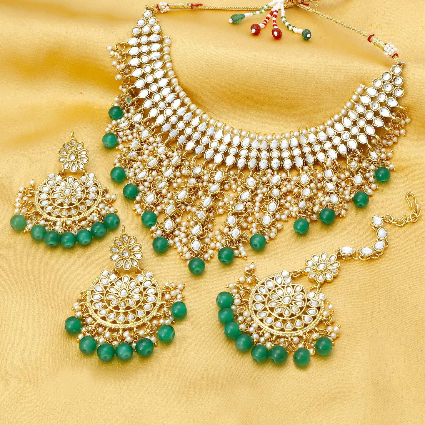 Sukkhi Lavish Pearl Gold Plated Wedding Jewellery Kundan Choker Necklace Set for Women (N73509)