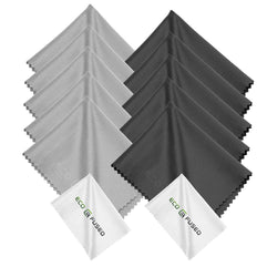 Eco-Fused Microfiber Cleaning Cloths - 12 Pack - for Cleaning Glasses, Spectacles, Camera Lenses, iPad, Tablets, Phones, iPhone, Android Phones, Laptops, LCD Screens and Other Delicate Surfaces