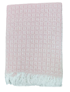 Fabienne Turkish Cotton Throw Blanket Knitted Bedspread Throw for Sofa Chair Bed Couch Cover 170x200 cm (Pink Print1)