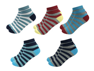 Boys Combed Cotton Printed Liners Socks 5 Pairs Pack