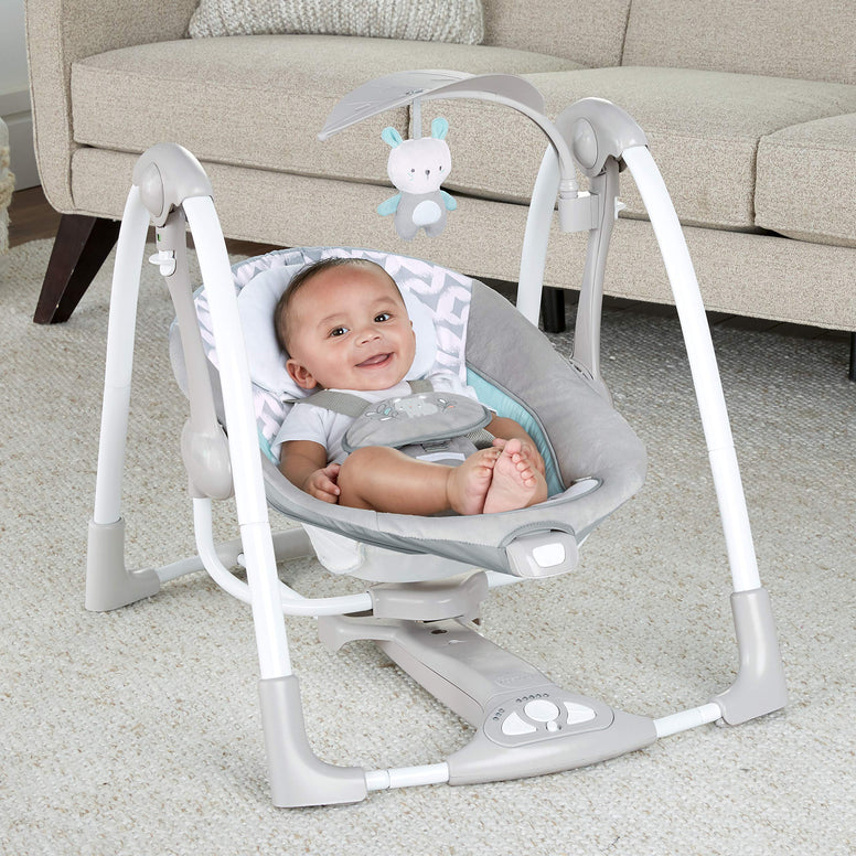 Ingenuity 12189-3 Convertme Swing-2-Seat - Raylan, Pack Of 1 - Blue and Grey - Safety Belt & Removable Baby Toys Swing for Baby