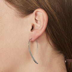 Fossil Women's Stainless Steel Sadie Bevel Hoop Earrings, Silver