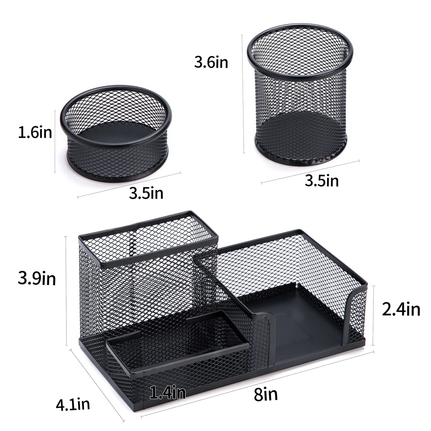 Desk Organizers Set with Pen Holder, Metal Mesh Pencil Holder for Office Desk Storage and Organise, Desk Drawer Organiser for Small Stationeries