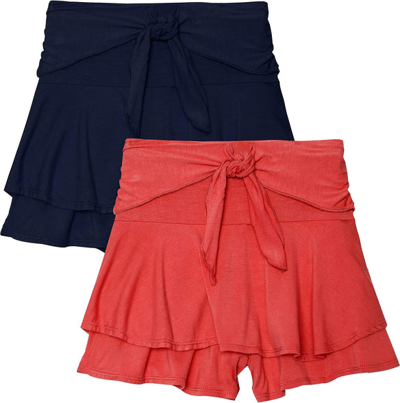 KIDPIK Fun & Flairy Skirt & Active Short Hybrid - Choose from Stripe Knit, Double Ruffles, Front Tie or Basic Skater Swing