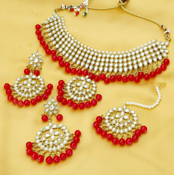 Sukkhi Glorious Kundan Gold Plated Choker Necklace Set for Women (N73542_D1)