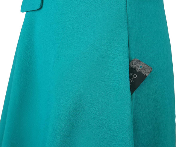 Oxiuly المرأة خمر القوس التعادل V-Neck جيوب العمل عارضة حزب كوتيل أرجوحة فساتين OX278