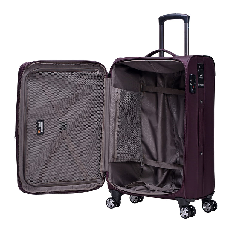 Eminent Expandable Luggage Trolley Bag Soft Suitcase for Unisex Travel Polyester Shell Lightweight with TSA lock Double Spinner Wheels V6093SZ (Carry-On 20-Inch, Purple)