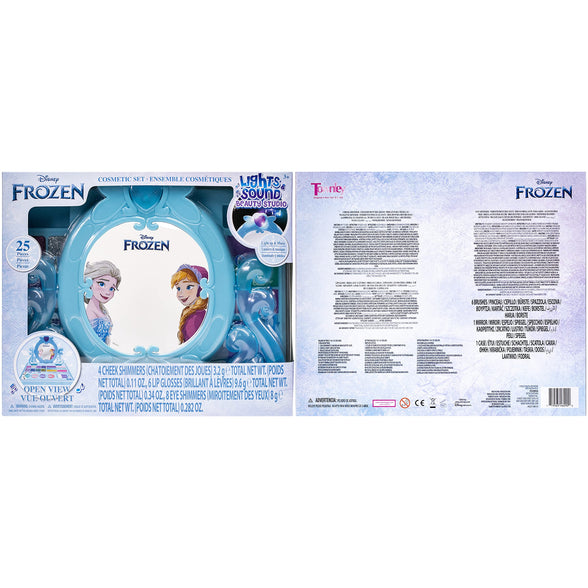 Disney Frozen - Townley Girl Cosmetic Vanity Compact Makeup Set with Mirror & Built-in Music Includes Lip Gloss, Shimmer & Brushes for Kids Girls, Ages 3+ perfect for Parties, Sleepovers and Makeovers