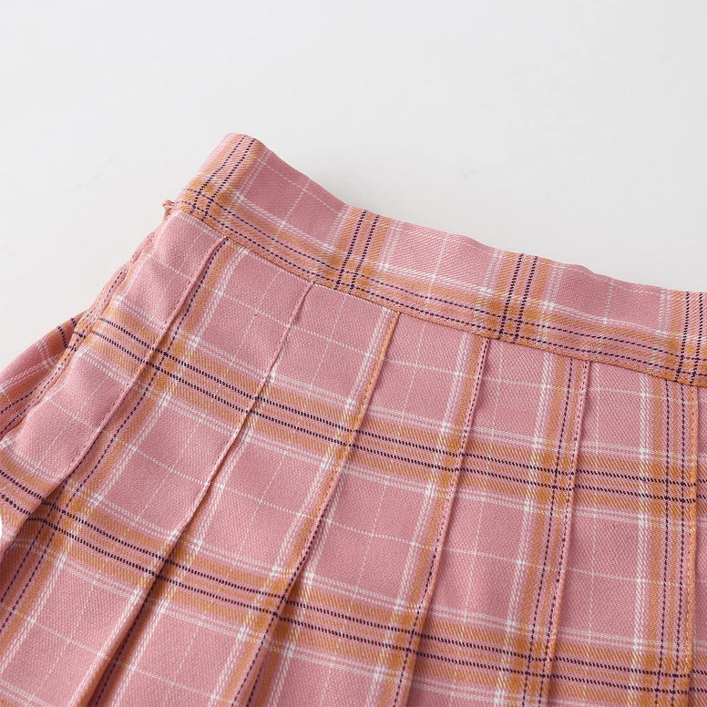 Girls' Pleated Plaid Mini Skirt School Girl Skirts with Shorts Outfits 2T-14Y