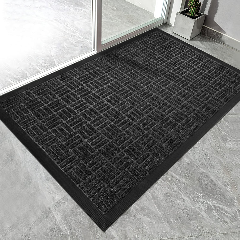 Baytion Door Mats 24 x36", Front Doormats for Outdoor Indoor Entrance Non Slip Rubber Rug Welcome Mat Shoe Mat Scraper for Home,Office,Patio,Restaurant Inside Outside Entryway (Black)