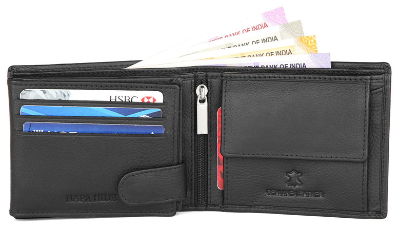 NAPA HIDE India Leather Men Wallet (Black)