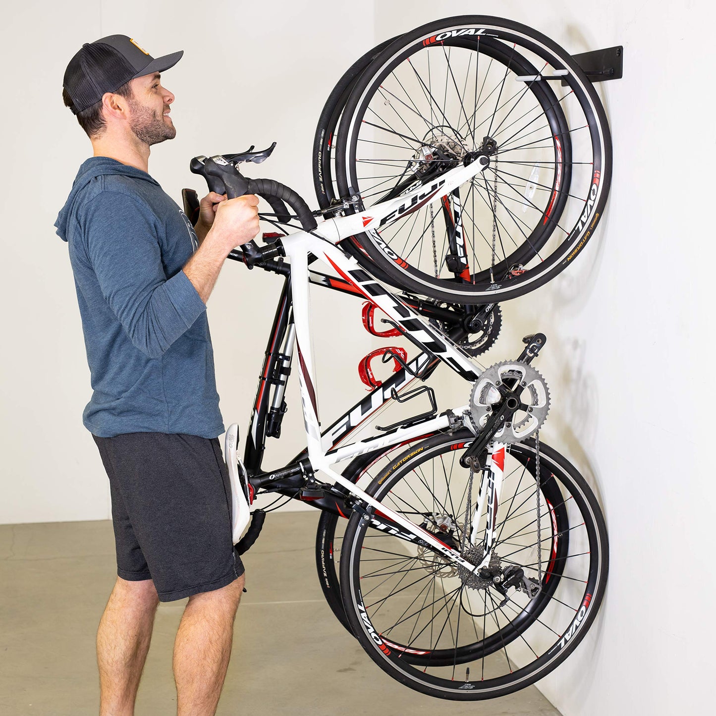 StoreYourBoard BLAT 2 Bike Vertical Wall Rack, Holds 2 Bikes, Home & Garage Mounted Storage Hooks, Heavy-Duty Solid Metal Max 100 lbs
