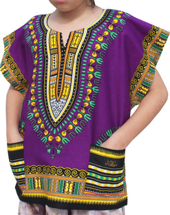RaanPahMuang Childs Unisex African Dashiki Kaftan Shirt - XS to L