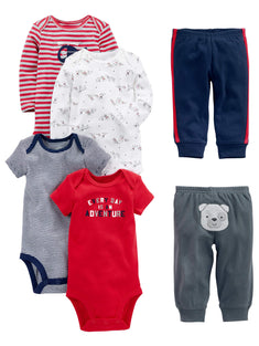 Simple Joys by Carter's Baby Boys' 6-Piece Bodysuits (Short and Long Sleeve) and Pants Set (0-3 Months)