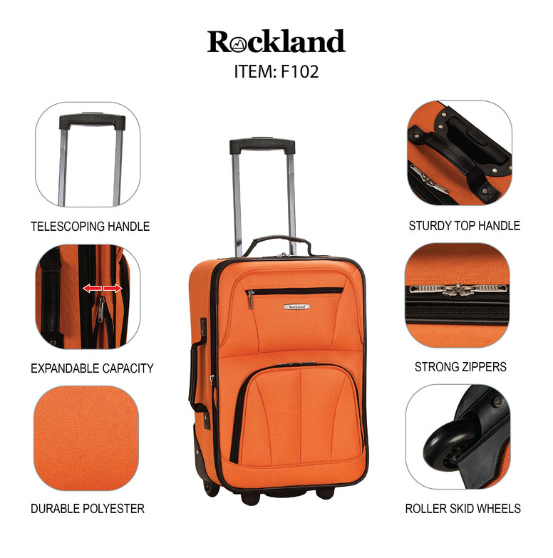 Rockland Fashion Softside Upright Luggage Set, Color, One Size, Fashion Softside Upright Luggage Set